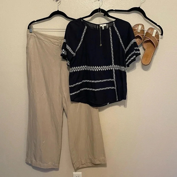 JOIE Shoffie Midnight Embroidered 100% Cotton Blouse Size Small Lightweight - Picture 2 of 7